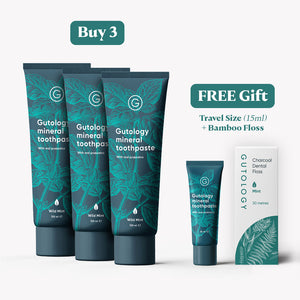 SAVE 20% - Toothpaste 3 Month Bundle + Free Floss + Free Travel Tube